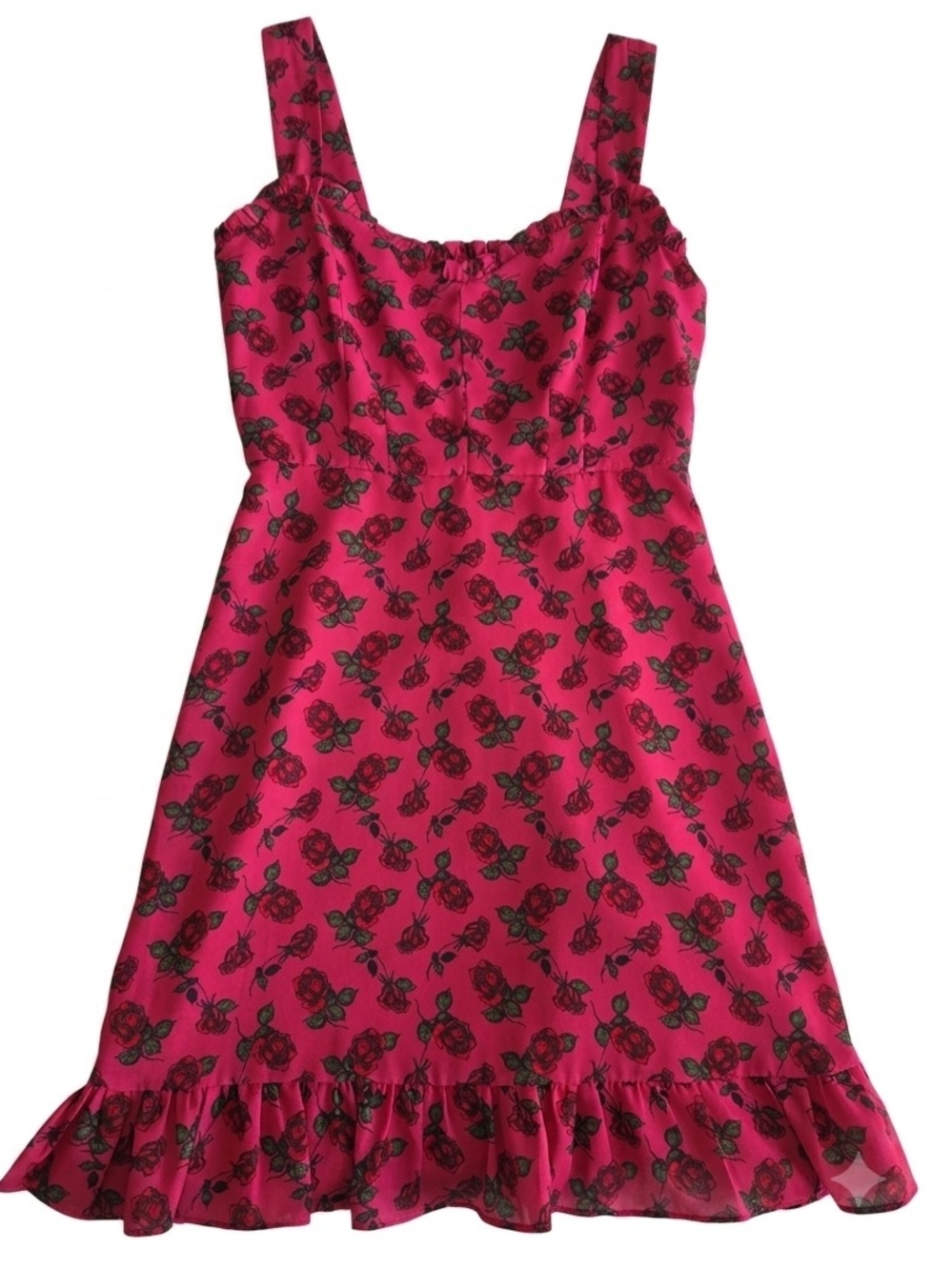 Betsy Johnson Hot Pink Floral Sundress with Ruffle Hem